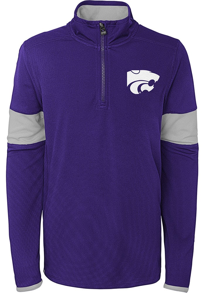 K-State Wildcats Youth Purple Field Long Sleeve Quarter Zip Shirt