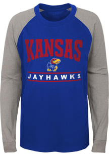 Kansas Jayhawks Youth Blue Classic Raglan Long Sleeve Fashion T-Shirt