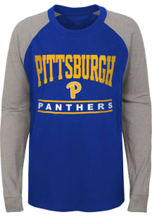 Pitt Panthers Youth Blue Classic Raglan Long Sleeve Fashion T-Shirt