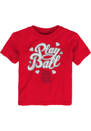 St Louis Cardinals Toddler Girls Red Ball Girl Short Sleeve T-Shirt