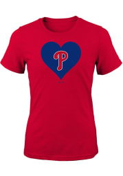 Philadelphia Phillies Girls Red Heart Short Sleeve Tee