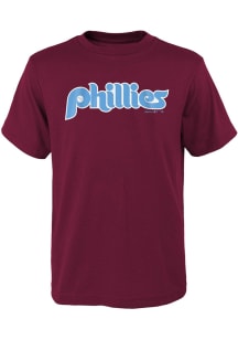 Philadelphia Phillies Toddler Maroon Road Wordmark Short Sleeve T-Shirt