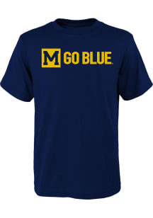 Michigan Wolverines Youth Navy Blue Vault Slogan Short Sleeve T-Shirt