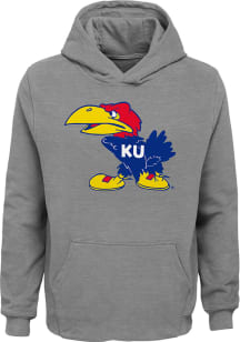 Kansas Jayhawks Boys Grey Vault Large Logo Long Sleeve Hooded Sweatshirt