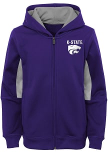 K-State Wildcats Boys Purple Performance Zip Long Sleeve Full Zip Hooded Sweatshirt