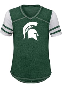 Michigan State Spartans Girls Green School Spirit Short Sleeve Fashion T-Shirt