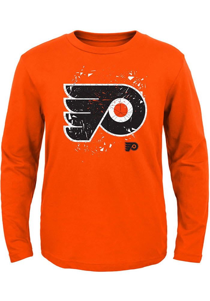 Philadelphia Flyers Boys Orange Deconstructed Long Sleeve T-Shirt