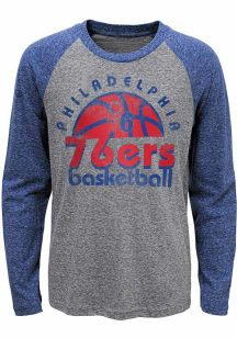 Philadelphia 76ers Youth Grey Retro Baller Long Sleeve Fashion T-Shirt
