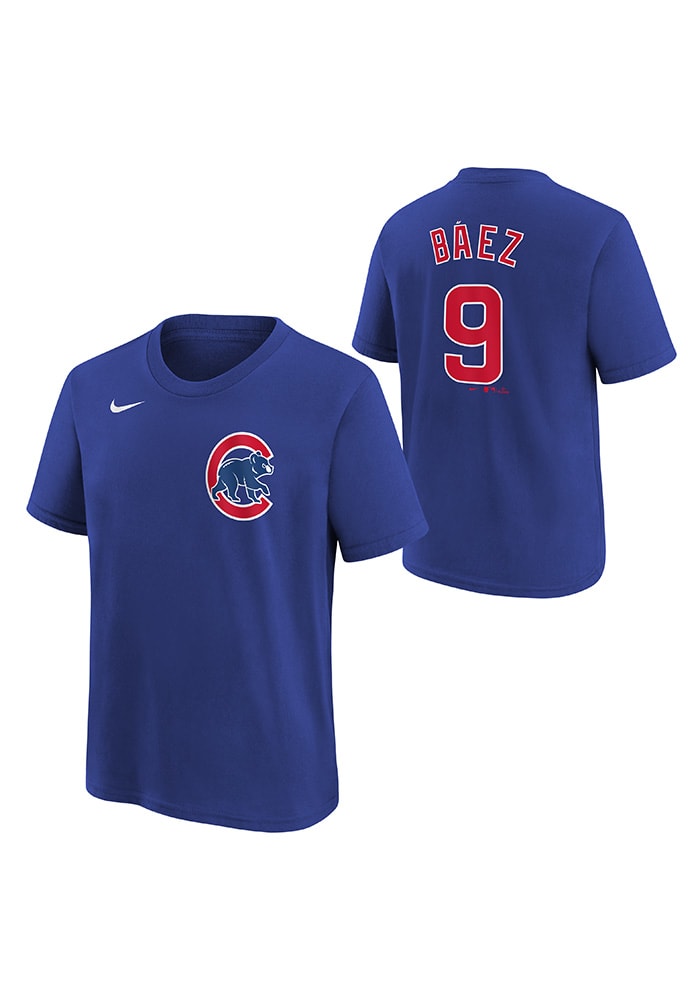 Javier Baez Chicago Cubs Boys Blue Name and Number Short Sleeve T-Shirt