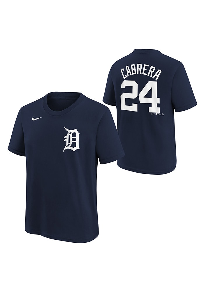 Outerstuff (Nike) Miguel Cabrera Detroit Tigers Boys Navy Blue Name and Number Short Sleeve T-Shirt, Navy Blue, 100% Cotton, Size 7, Rally House