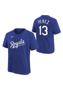 Salvador Perez  Kansas City Royals Boys Blue Name and Number Short Sleeve T-Shirt