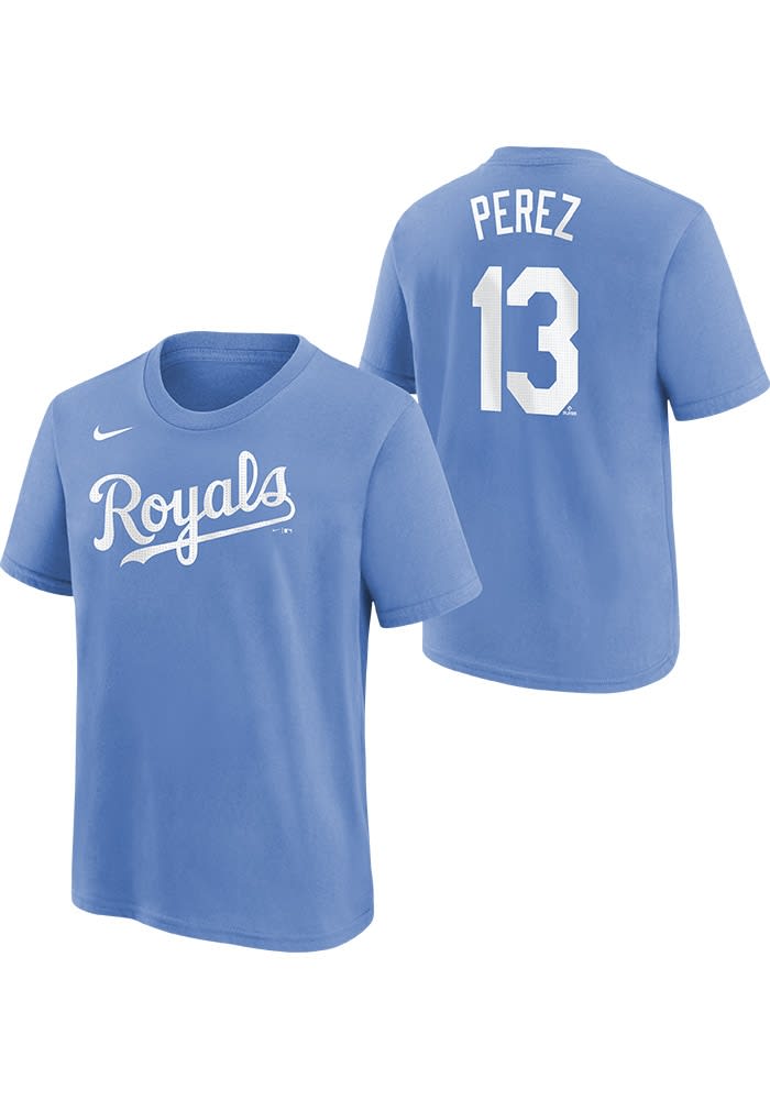 Salvador Perez Kansas City Royals Blue Name And Number Short Sleeve Player  T Shirt