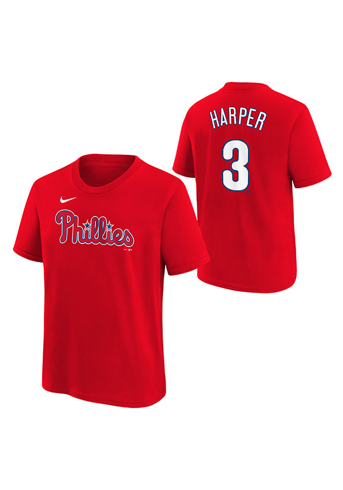 Bryce Harper Philadelphia Phillies Youth Red Name Number Player Tee
