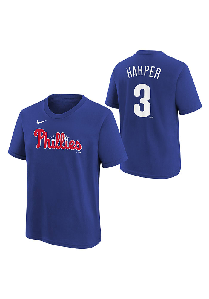 Bryce Harper Philadelphia Phillies Youth Blue Name and Number Player Tee