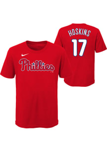 Rhys Hoskins Philadelphia Phillies Youth Red Name Number Player Tee