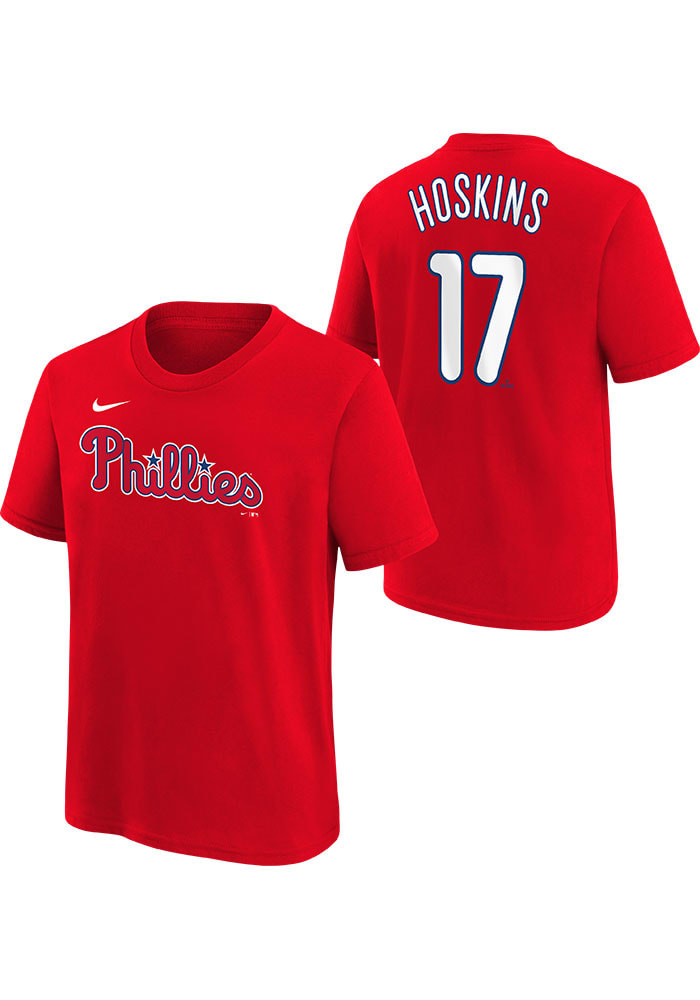 Rhys Hoskins Philadelphia Phillies Red Name And Number Short Sleeve Player  T Shirt