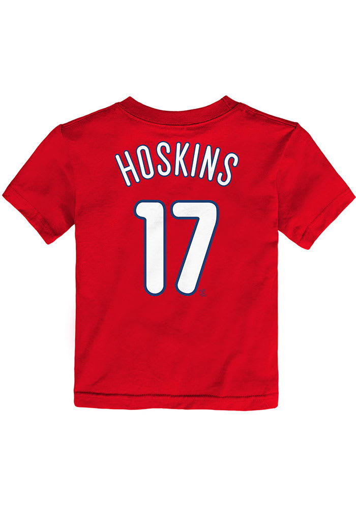 Rhys Hoskins Philadelphia Phillies Men's Red Backer Long Sleeve T-Shirt 