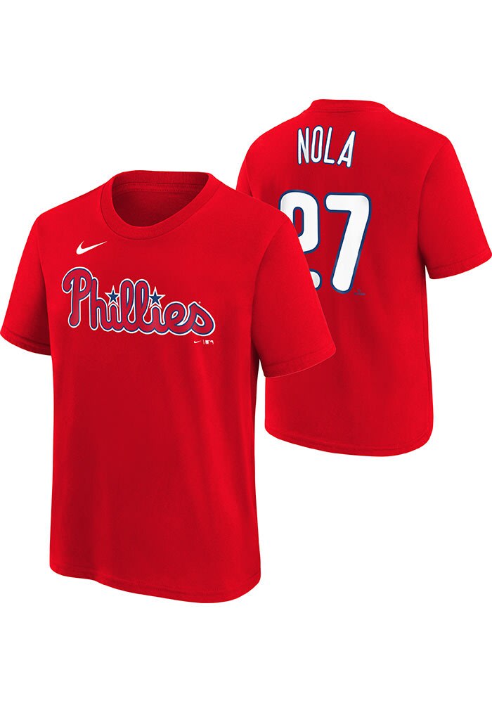 Men's Nike Aaron Nola Gray Philadelphia Phillies Name & Number T-Shirt