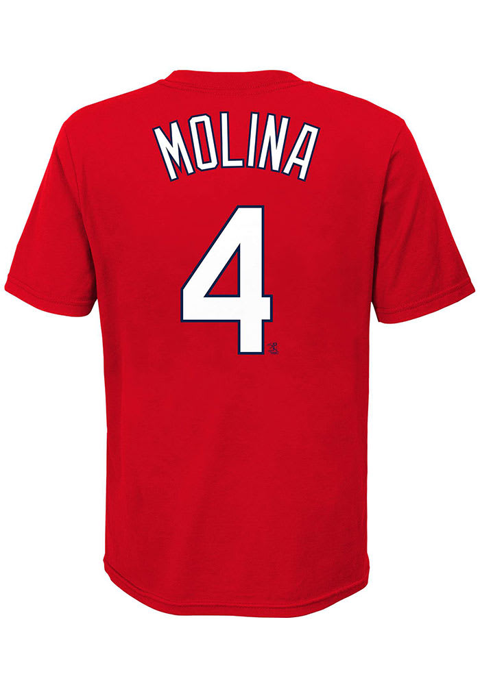 Yadier Molina St Louis Cardinals Boys Red Name and Number Short Sleeve T-Shirt