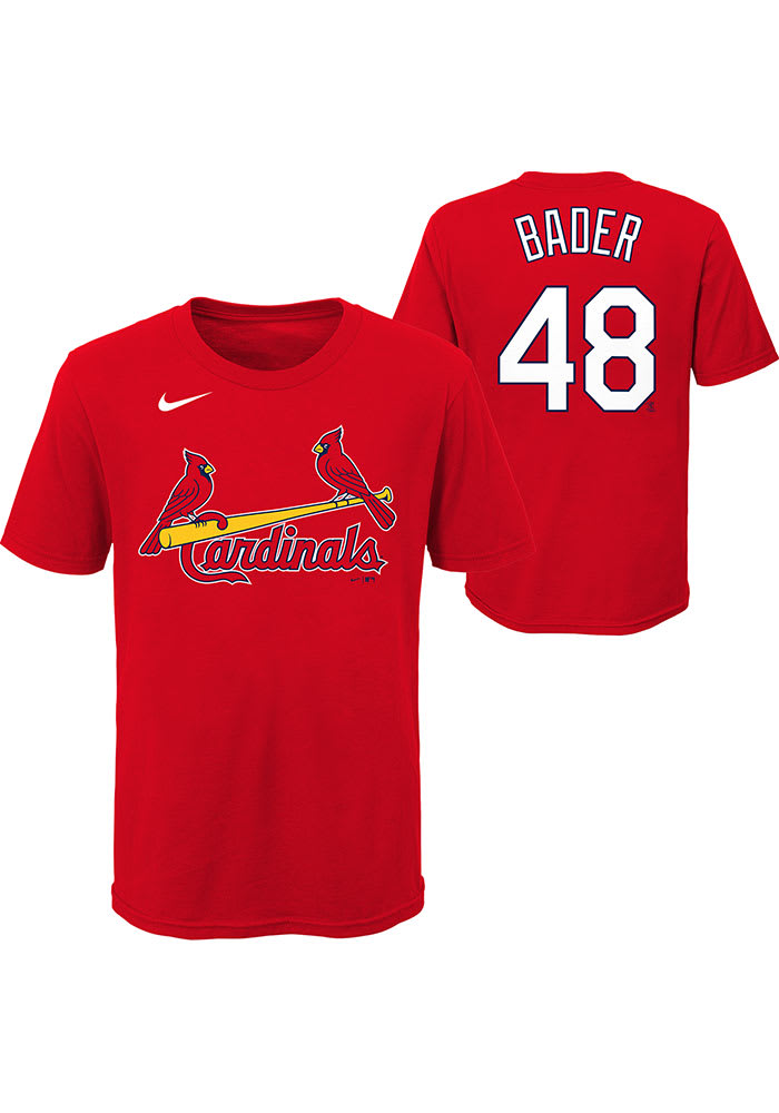 Harrison Bader St Louis Cardinals Boys Red Name Number Short Sleeve T-Shirt