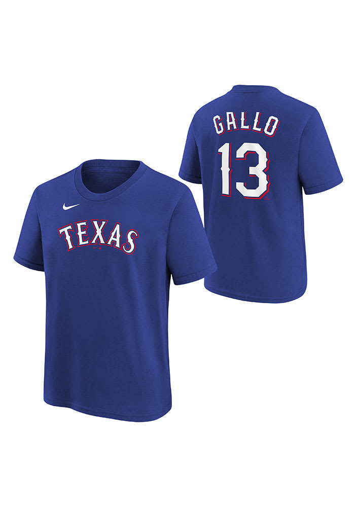 Joey Gallo Texas Rangers Boys Blue Name Number Short Sleeve T-Shirt