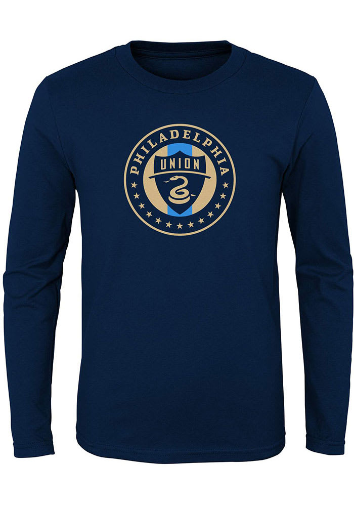 Philadelphia Union Youth Navy Blue Primary Logo Long Sleeve T-Shirt