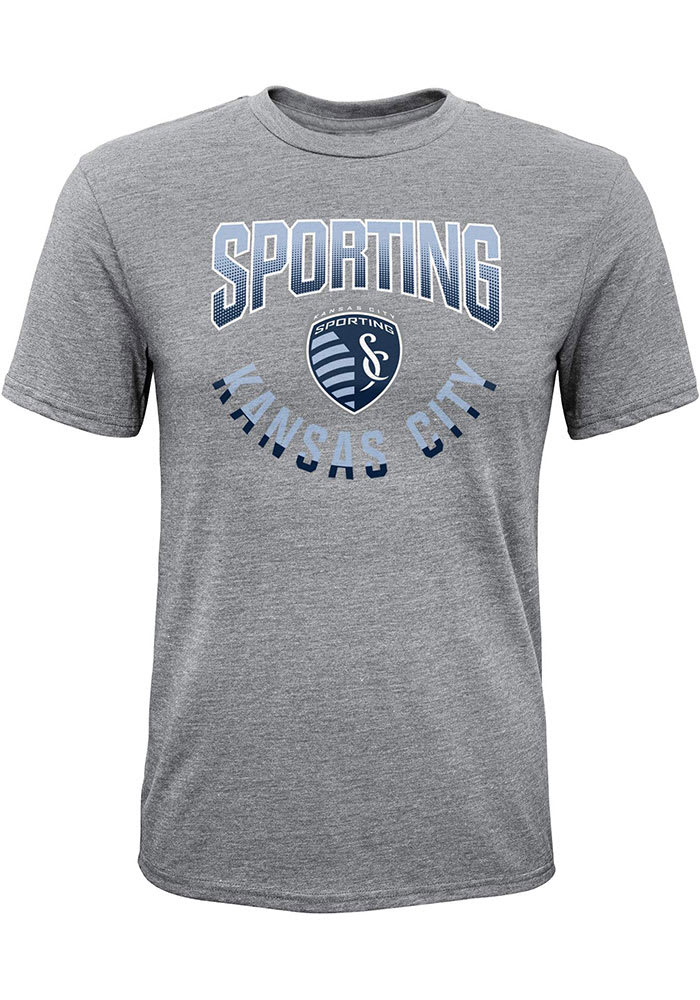 Sporting Kansas City Youth Grey Get Fade Short Sleeve Fashion T-Shirt