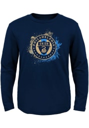 Philadelphia Union Boys Navy Blue Splashin Long Sleeve T-Shirt