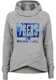 Philadelphia 76ers Girls Blue Glitter Baller Long Sleeve Hooded Sweatshirt