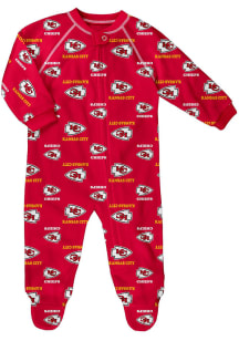 Kansas City Chiefs Baby Red All Over Loungewear One Piece Pajamas
