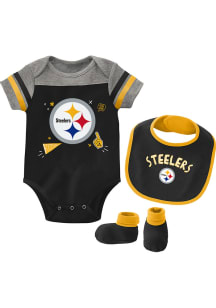 Pittsburgh Steelers Baby Black Tackle Set One Piece with Bib