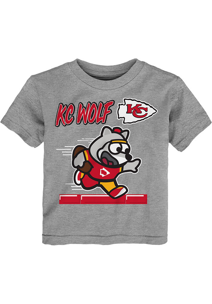 KC Wolf Outer Stuff Kansas City Chiefs Toddler Grey Game Player Short Sleeve T-Shirt