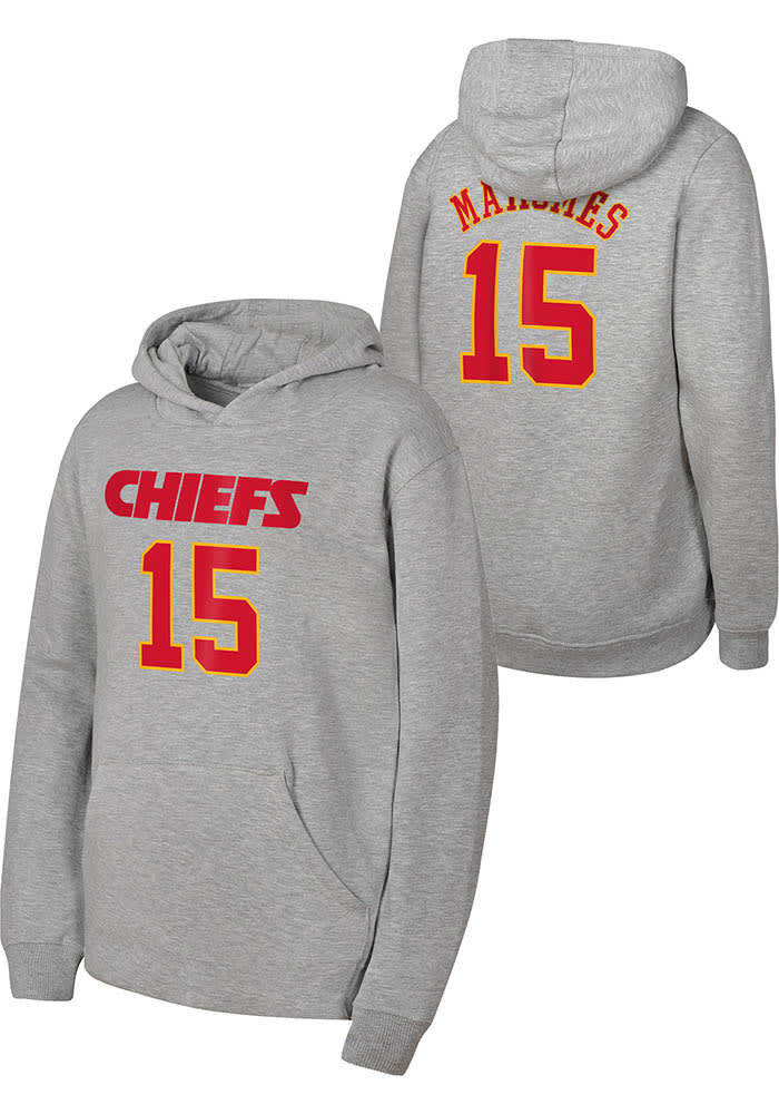 Patrick Mahomes Outer Stuff Kansas City Chiefs Youth Name Number Long Sleeve Player Hoodie Grey