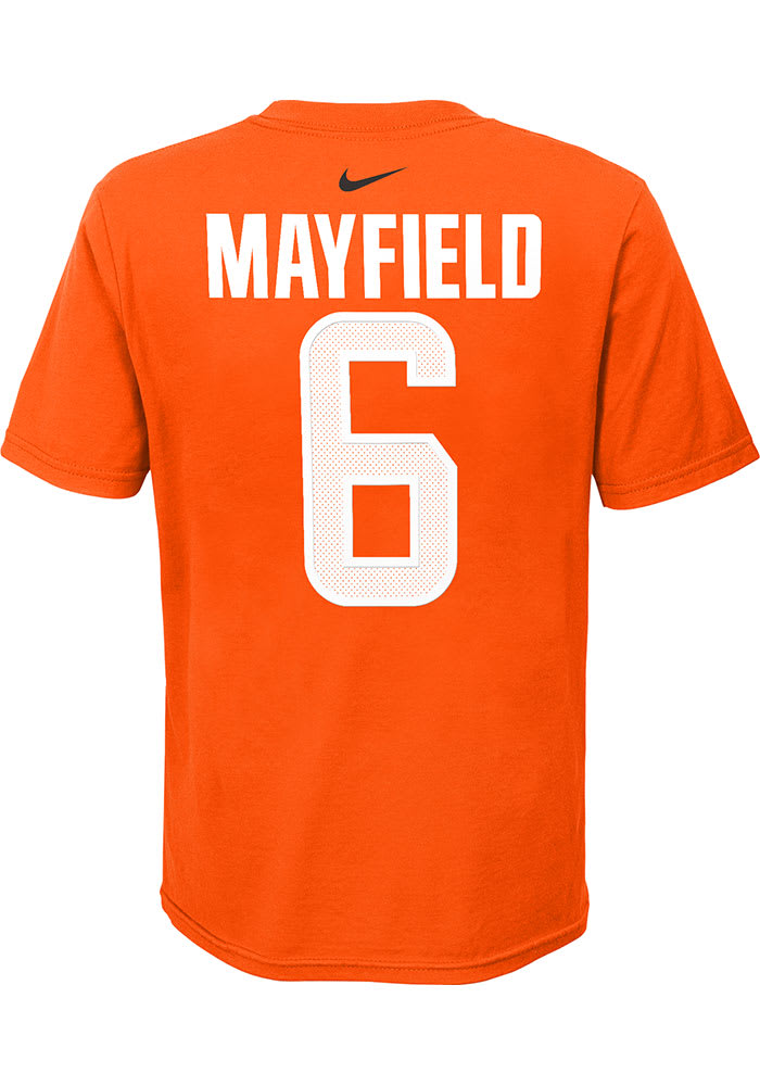 Baker Mayfield Cleveland Browns Youth Orange Name Number Player Tee