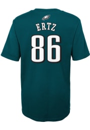 Zach Ertz Philadelphia Eagles Youth Midnight Green Name and Number Player Tee
