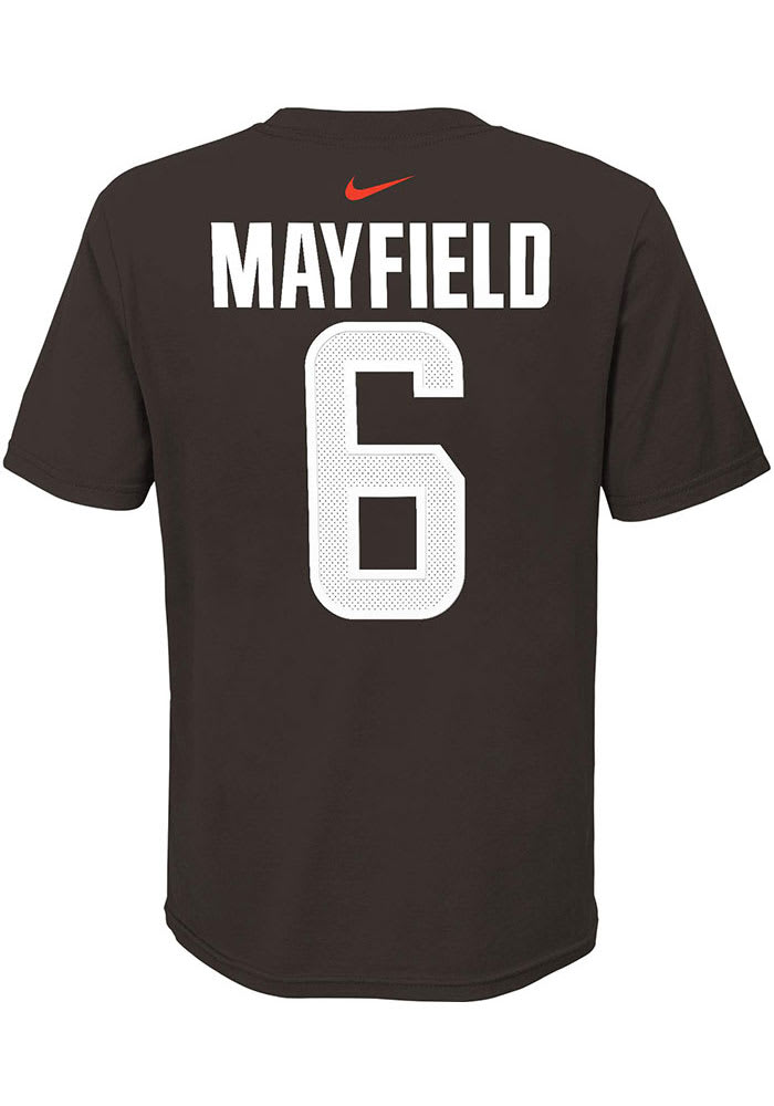 Baker Mayfield Cleveland Browns Boys Brown Name Number Short Sleeve T-Shirt