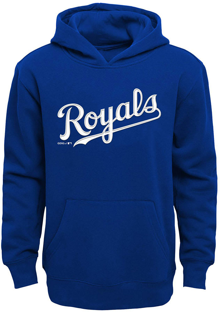 Kansas City Royals Boys Blue Wordmark Long Sleeve Hooded Sweatshirt