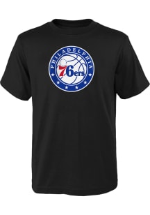 Philadelphia 76ers Youth Black Primary Logo Short Sleeve T-Shirt