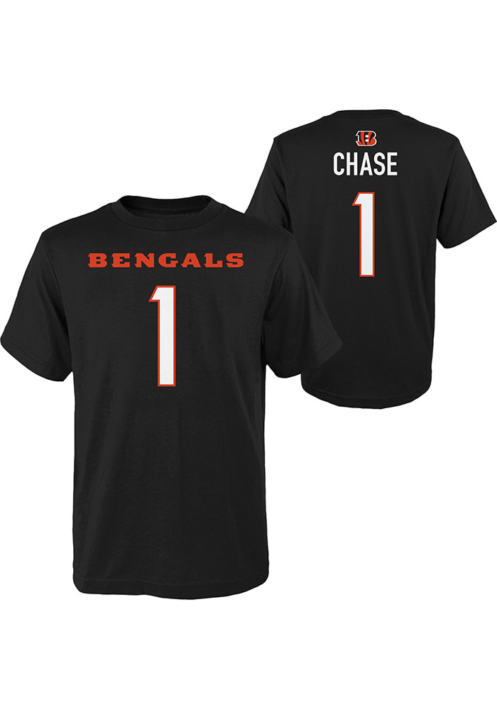 Ja'Marr Chase Cincinnati Bengals Youth Orange Name & Number Logo T-Shirt 