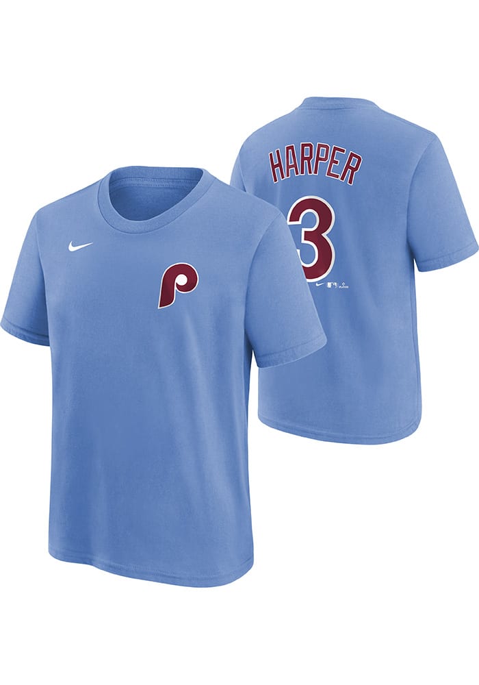 Bryce Harper Philadelphia Phillies Youth Name and Number Short Sleeve  Player T-Shirt - Light Blue