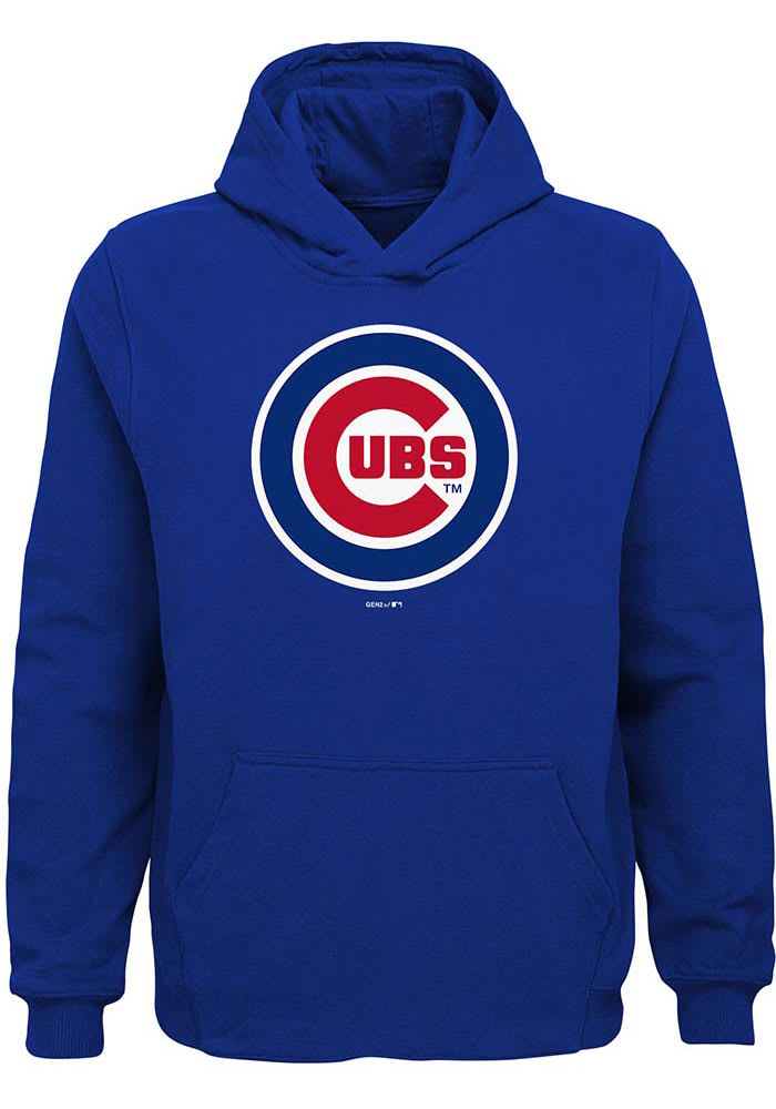 Chicago Cubs Boys Blue Primary Logo Long Sleeve Hooded Sweatshirt
