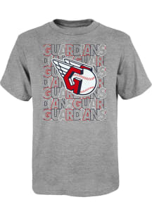 Cleveland Guardians Boys Grey Letterman Short Sleeve T-Shirt