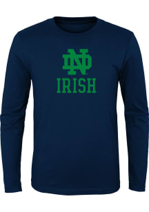 Notre Dame Fighting Irish Boys Navy Blue Primary Logo Long Sleeve T-Shirt