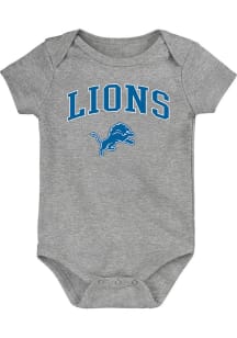 Detroit Lions Baby Grey Arched Logo Short Sleeve One Piece