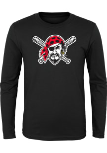 Pittsburgh Pirates Toddler Black Pirate Mascot Long Sleeve T-Shirt