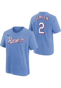 Marcus Semien Texas Rangers Youth Light Blue Name and Number Player Tee
