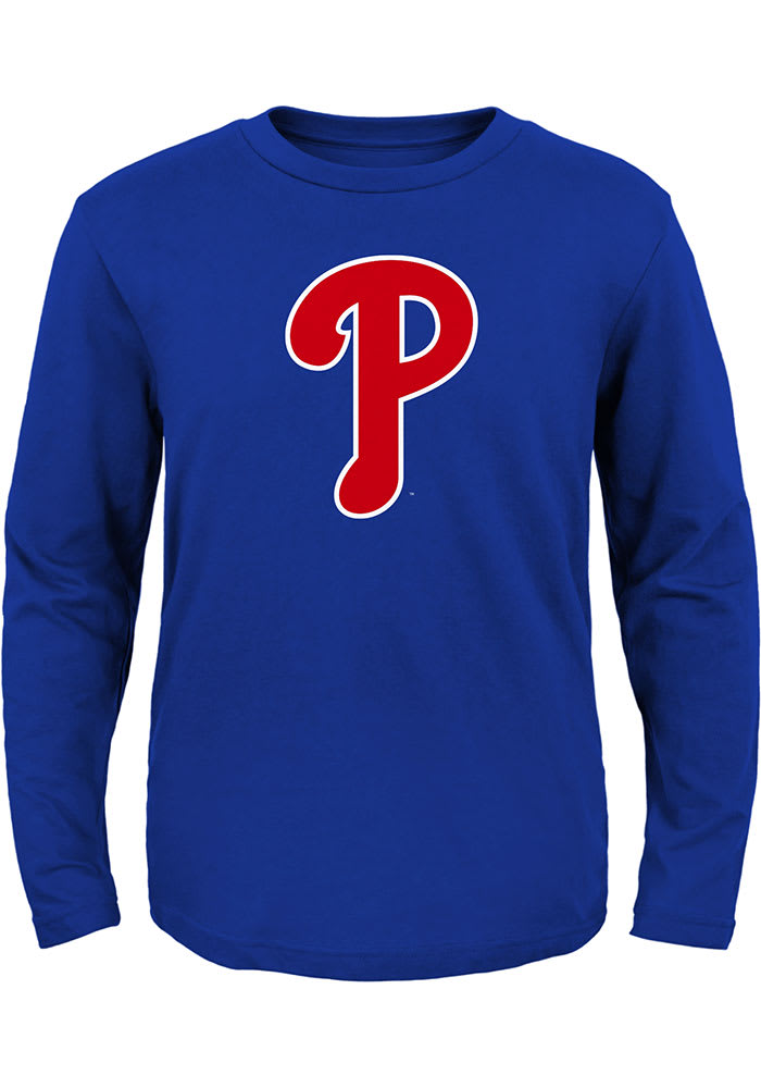 Philadelphia Phillies Youth Light Blue #1 Design Long Sleeve Tee