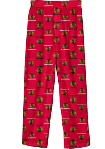 Chicago Blackhawks Youth Red All Over Logo Sleep Pants