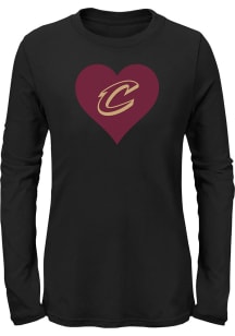 Cleveland Cavaliers Girls Black Heart Long Sleeve T-shirt