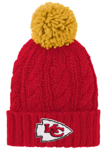 Kansas City Chiefs Red Team Cable Cuff Pom Youth Knit Hat